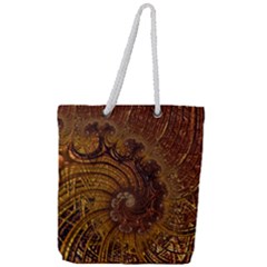 Copper Caramel Swirls Abstract Art Full Print Rope Handle Tote (Large)