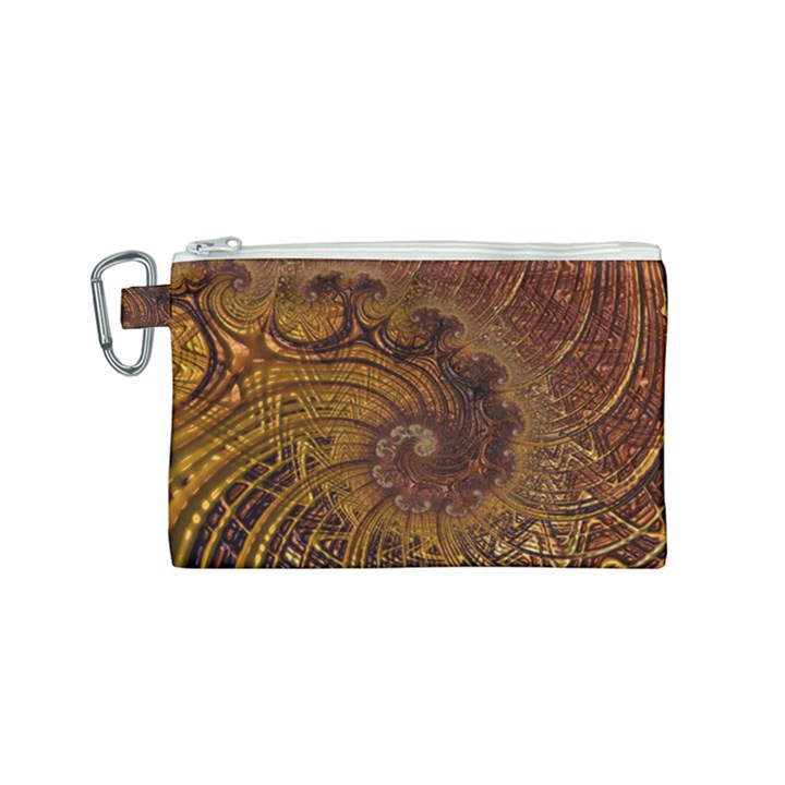 Copper Caramel Swirls Abstract Art Canvas Cosmetic Bag (Small)