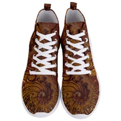 Copper Caramel Swirls Abstract Art Men s Lightweight High Top Sneakers by Sapixe