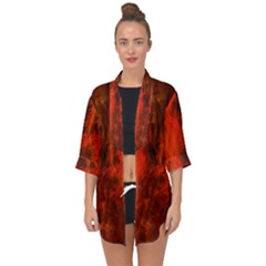 Fractal Abstract Background Physics Open Front Chiffon Kimono by Sapixe