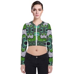 Fractal Art Green Pattern Design Bomber Jacket by Sapixe