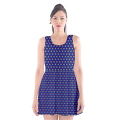 Blue Fractal Art Honeycomb Mathematics Scoop Neck Skater Dress by Sapixe