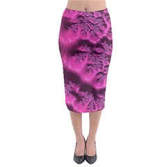 Fractal Artwork Pink Purple Elegant Midi Pencil Skirt by Sapixe