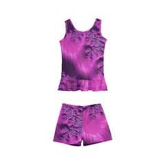 Fractal Artwork Pink Purple Elegant Kid s Boyleg Swimsuit by Sapixe