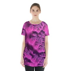 Fractal Artwork Pink Purple Elegant Skirt Hem Sports Top by Sapixe