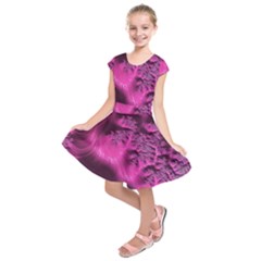 Fractal Artwork Pink Purple Elegant Kids  Short Sleeve Dress by Sapixe