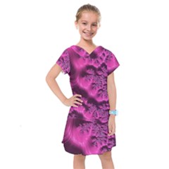 Fractal Artwork Pink Purple Elegant Kids  Drop Waist Dress by Sapixe