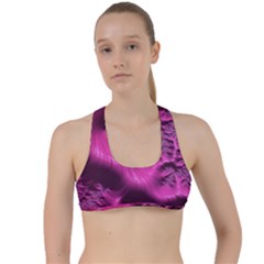 Fractal Artwork Pink Purple Elegant Criss Cross Racerback Sports Bra by Sapixe