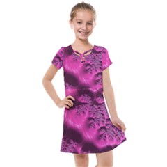 Fractal Artwork Pink Purple Elegant Kids  Cross Web Dress by Sapixe