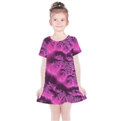 Fractal Artwork Pink Purple Elegant Kids  Simple Cotton Dress by Sapixe