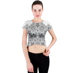 Fractal Background Foreground Crew Neck Crop Top by Sapixe