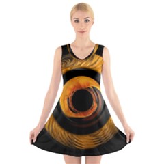 Fractal Mathematics Abstract V-neck Sleeveless Dress by Sapixe