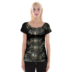 Fractal Math Geometry Backdrop Cap Sleeve Tops by Sapixe