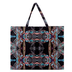 Fractal Math Design Backdrop Zipper Large Tote Bag by Sapixe