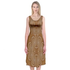 Fractal Pattern Decoration Abstract Midi Sleeveless Dress by Sapixe