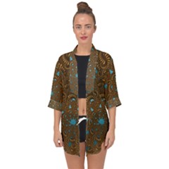 Fractal Abstract Pattern Open Front Chiffon Kimono by Sapixe