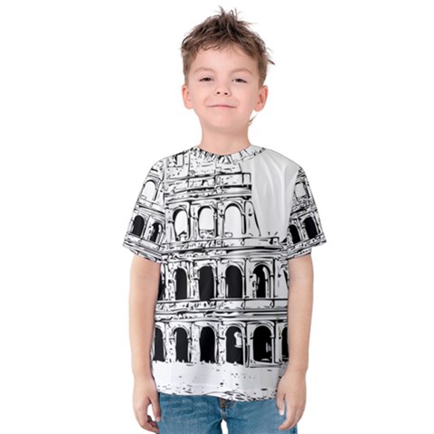 Line Art Architecture Kids  Cotton Tee by Sapixe