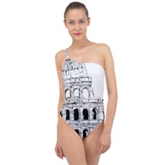 Line Art Architecture Classic One Shoulder Swimsuit