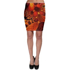 Leaf Autumn Nature Background Bodycon Skirt by Sapixe