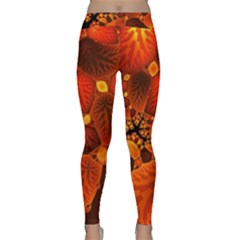 Leaf Autumn Nature Background Classic Yoga Leggings by Sapixe