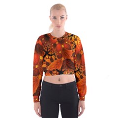 Leaf Autumn Nature Background Cropped Sweatshirt by Sapixe