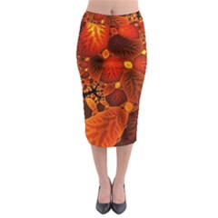 Leaf Autumn Nature Background Midi Pencil Skirt by Sapixe