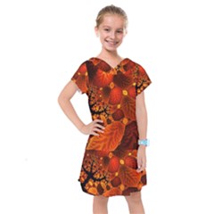 Leaf Autumn Nature Background Kids  Drop Waist Dress