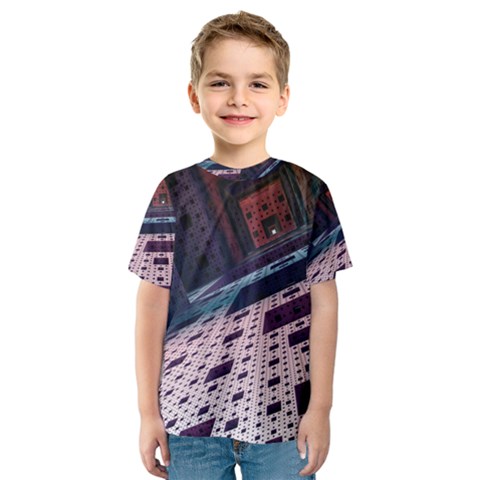 Industry Fractals Geometry Graphic Kids  Sport Mesh Tee by Sapixe