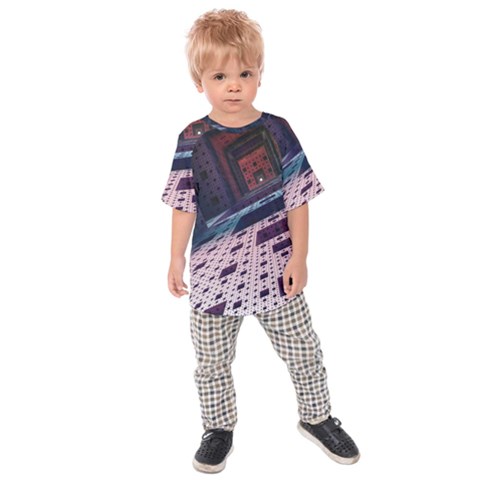 Industry Fractals Geometry Graphic Kids Raglan Tee by Sapixe