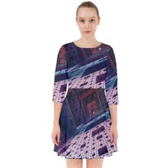 Industry Fractals Geometry Graphic Smock Dress by Sapixe