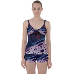 Industry Fractals Geometry Graphic Tie Front Two Piece Tankini by Sapixe