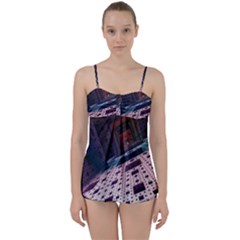 Industry Fractals Geometry Graphic Babydoll Tankini Set by Sapixe