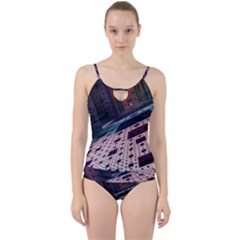 Industry Fractals Geometry Graphic Cut Out Top Tankini Set by Sapixe