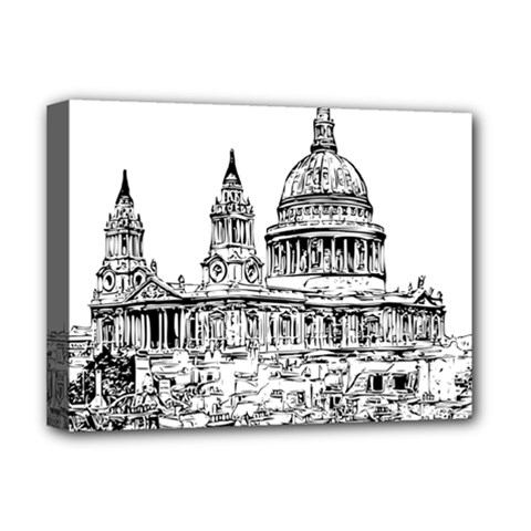 Line Art Architecture Church Deluxe Canvas 16  X 12   by Sapixe