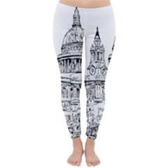 Line Art Architecture Church Classic Winter Leggings by Sapixe