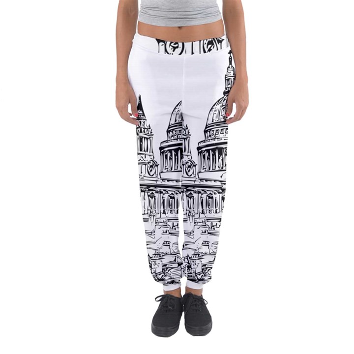 Line Art Architecture Church Women s Jogger Sweatpants