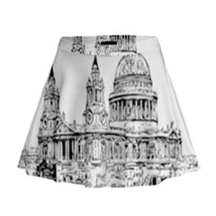 Line Art Architecture Church Mini Flare Skirt by Sapixe