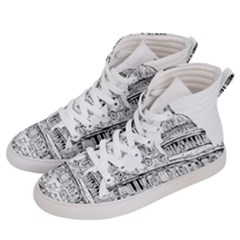 Line Art Architecture Church Men s Hi-top Skate Sneakers by Sapixe