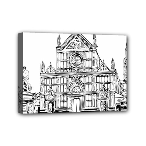 Line Art Architecture Church Italy Mini Canvas 7  X 5  by Sapixe