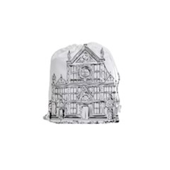 Line Art Architecture Church Italy Drawstring Pouches (small)  by Sapixe