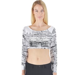 Line Art Architecture Church Italy Long Sleeve Crop Top by Sapixe