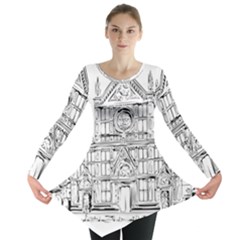 Line Art Architecture Church Italy Long Sleeve Tunic  by Sapixe