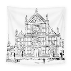 Line Art Architecture Church Italy Square Tapestry (large) by Sapixe