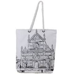 Line Art Architecture Church Italy Full Print Rope Handle Tote (large) by Sapixe