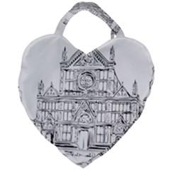 Line Art Architecture Church Italy Giant Heart Shaped Tote by Sapixe