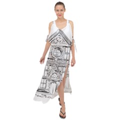 Line Art Architecture Church Italy Maxi Chiffon Cover Up Dress by Sapixe