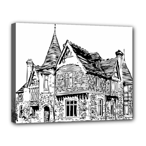 Line Art Architecture Old House Canvas 14  X 11  by Sapixe