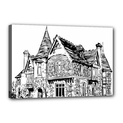 Line Art Architecture Old House Canvas 18  X 12  by Sapixe