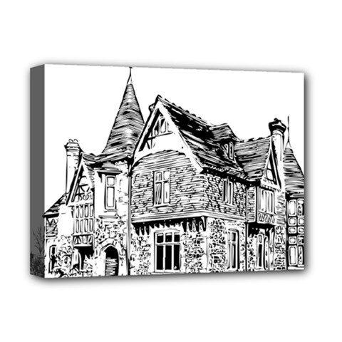 Line Art Architecture Old House Deluxe Canvas 16  X 12   by Sapixe