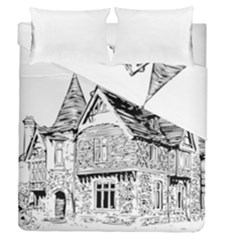 Line Art Architecture Old House Duvet Cover Double Side (queen Size) by Sapixe